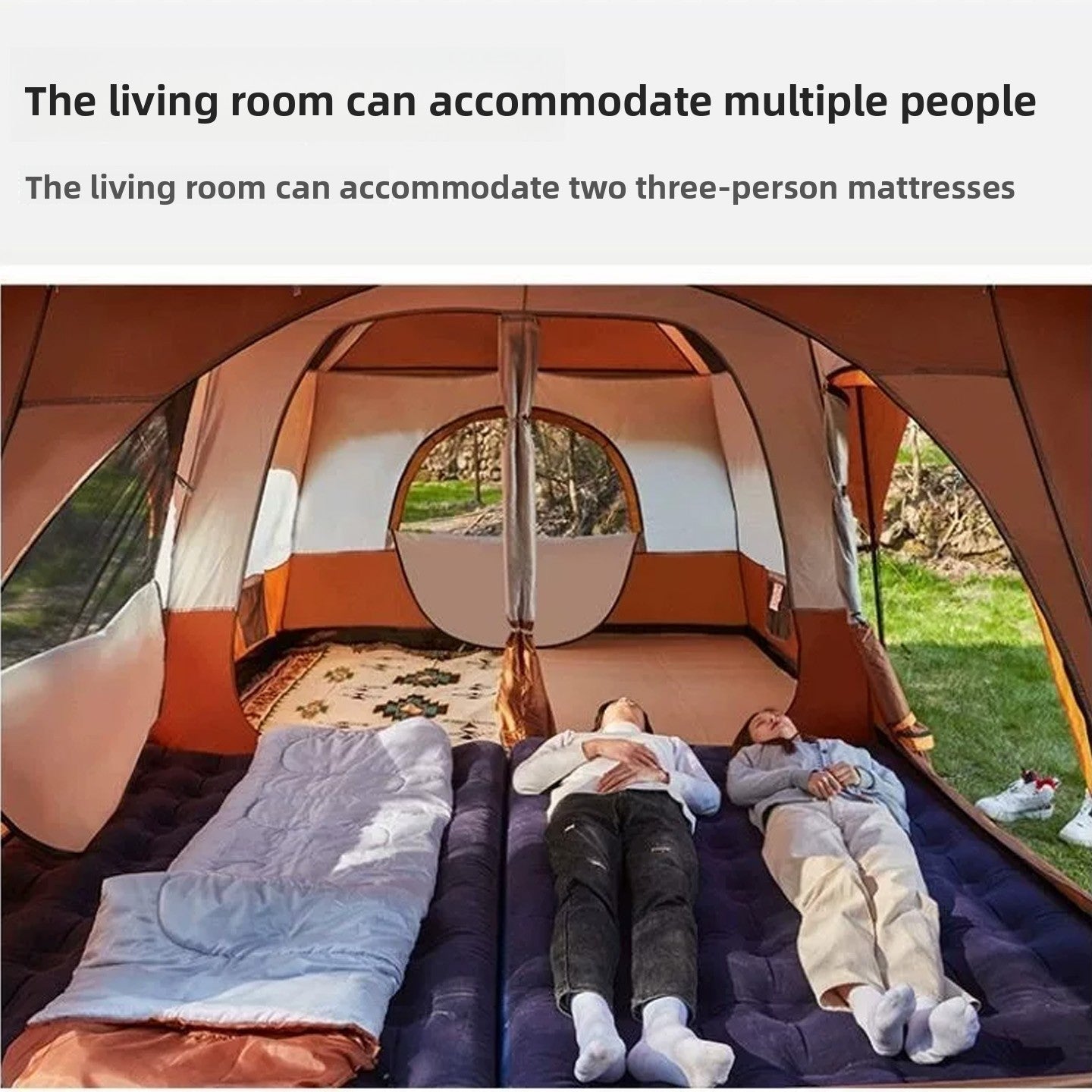 Foldable Waterproof Camping Tent with Two Bedrooms 2