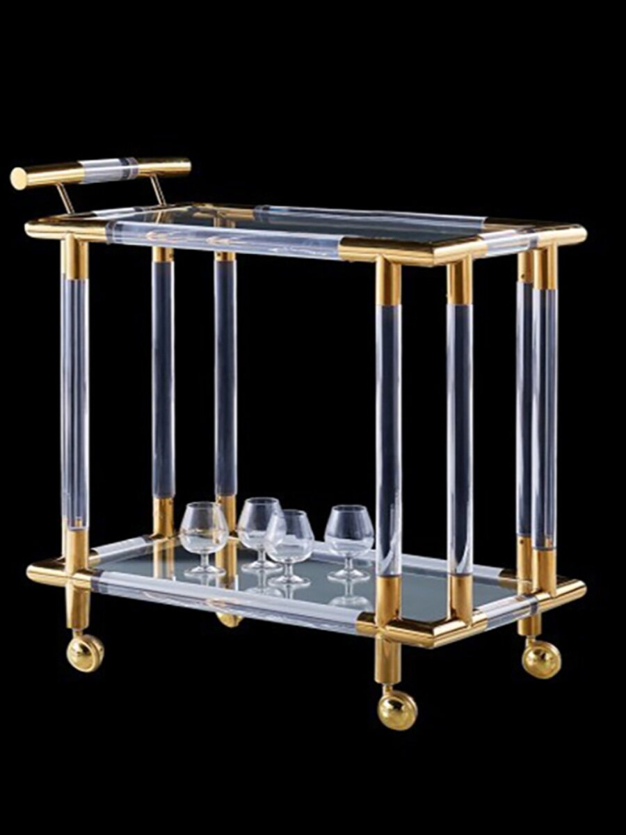 Stainless Steel Acrylic Mobile Serving Cart 1