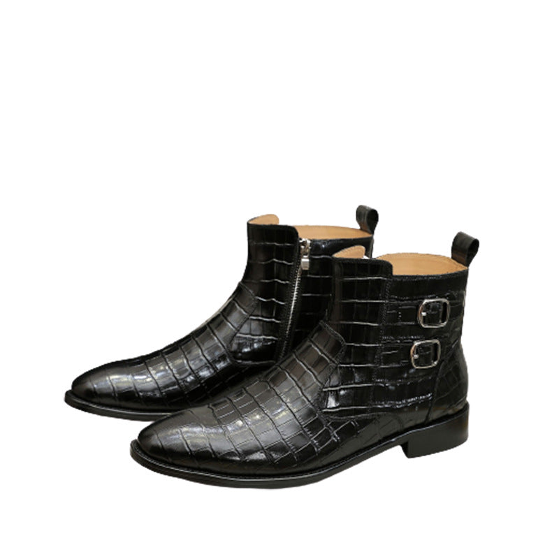 Formal high-top leather boots for men