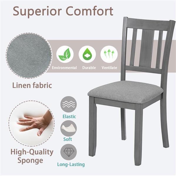A kitchen chair with a padded seat