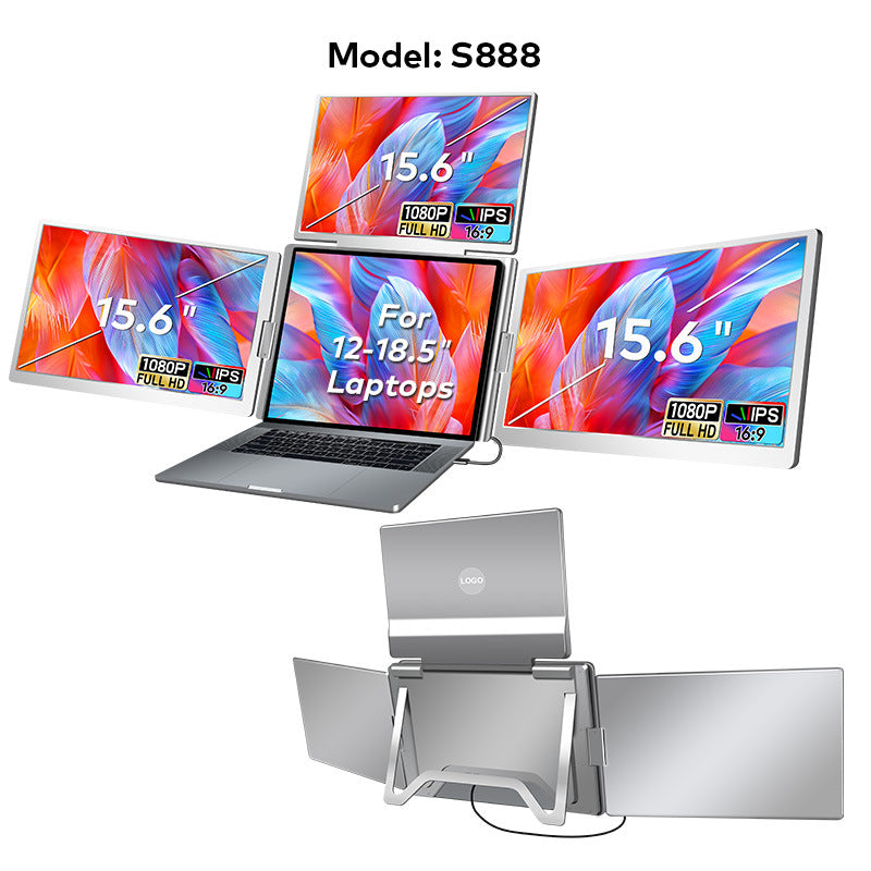 FHD Triple Monitor Laptop Screen Extender with 205° Rotation