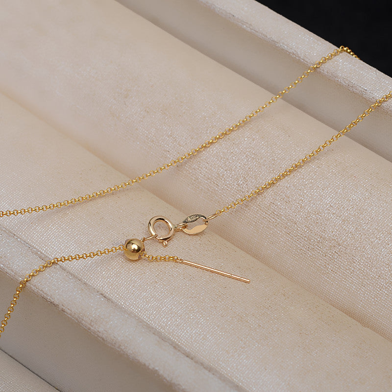 Adjustable 18K Gold Pearl Chain Necklace Bracelet Set