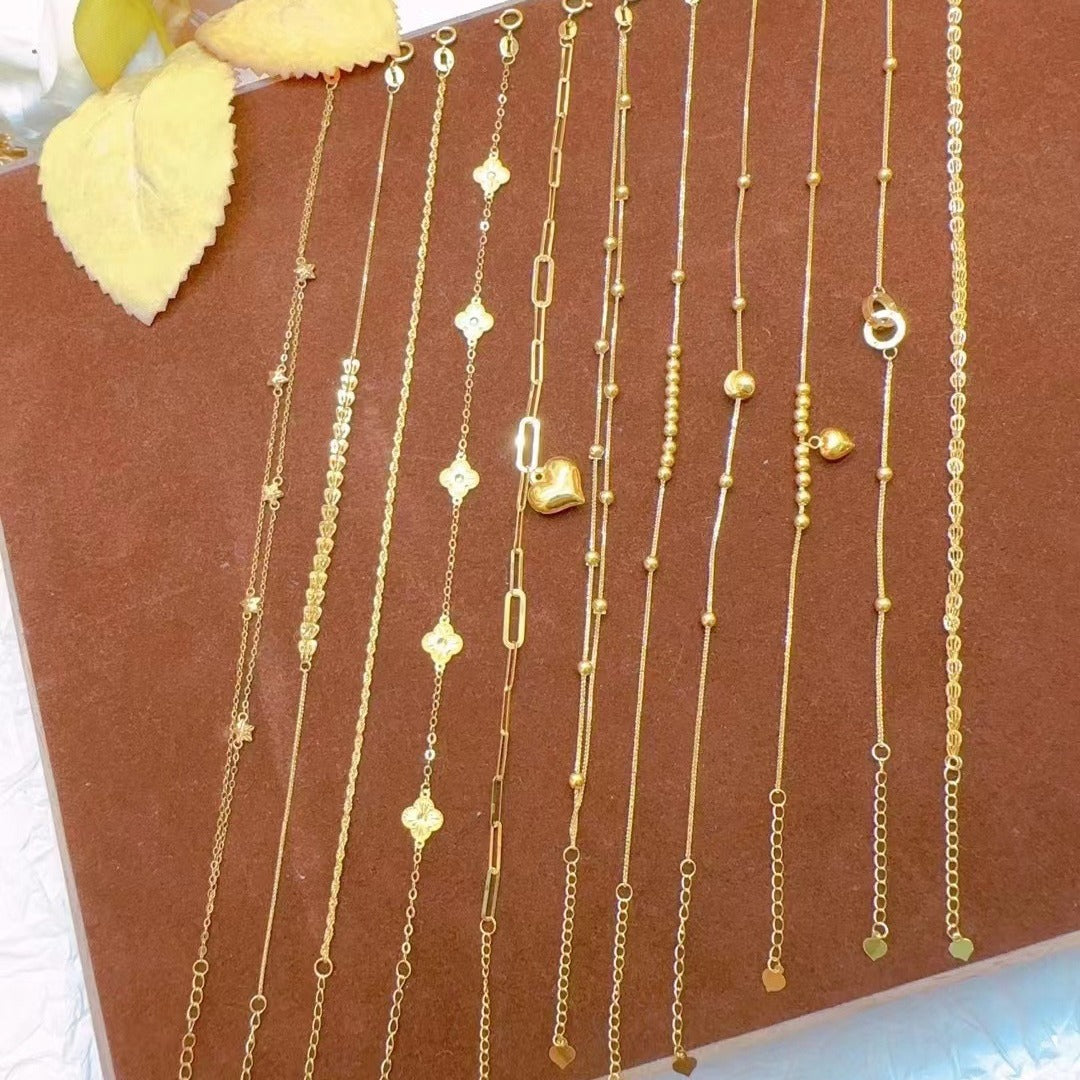 Adjustable 18K Gold Beaded Bracelet 2