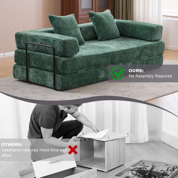 Convertible Sleeper Sofa Bed, Boneless Cloud Queen Futon Couches with  Pillows & Removable Armrests