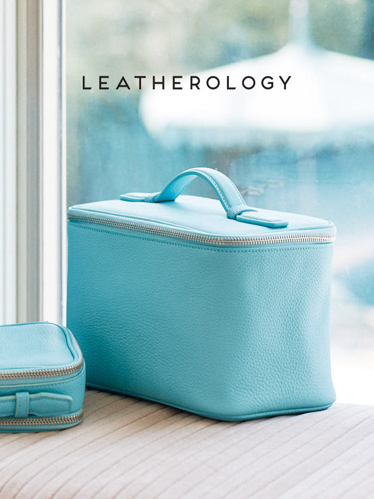 Genuine Leather Cosmetic Bag with Handheld Handle