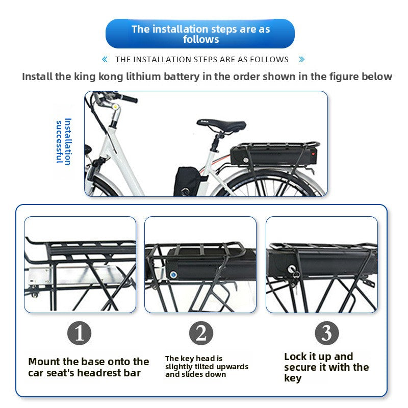 Bicycle Rear Rack Lithium Battery