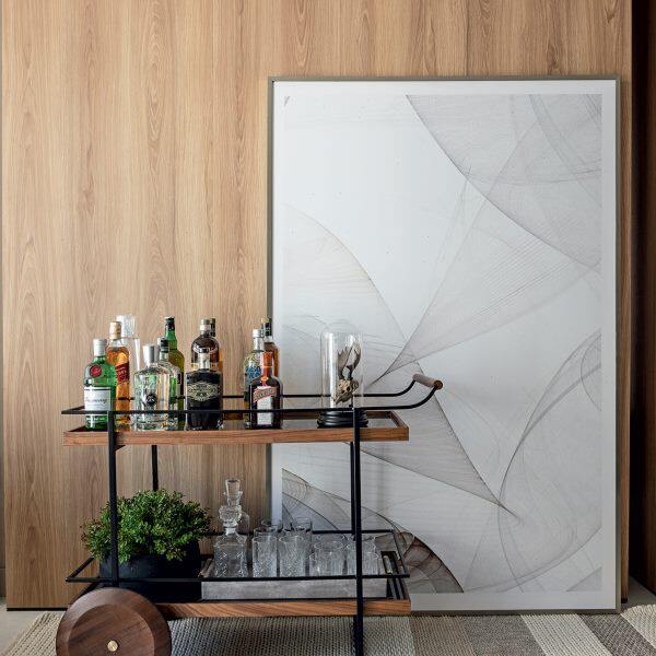 Mobile Solid Wood Side Table with Iron Accents 4