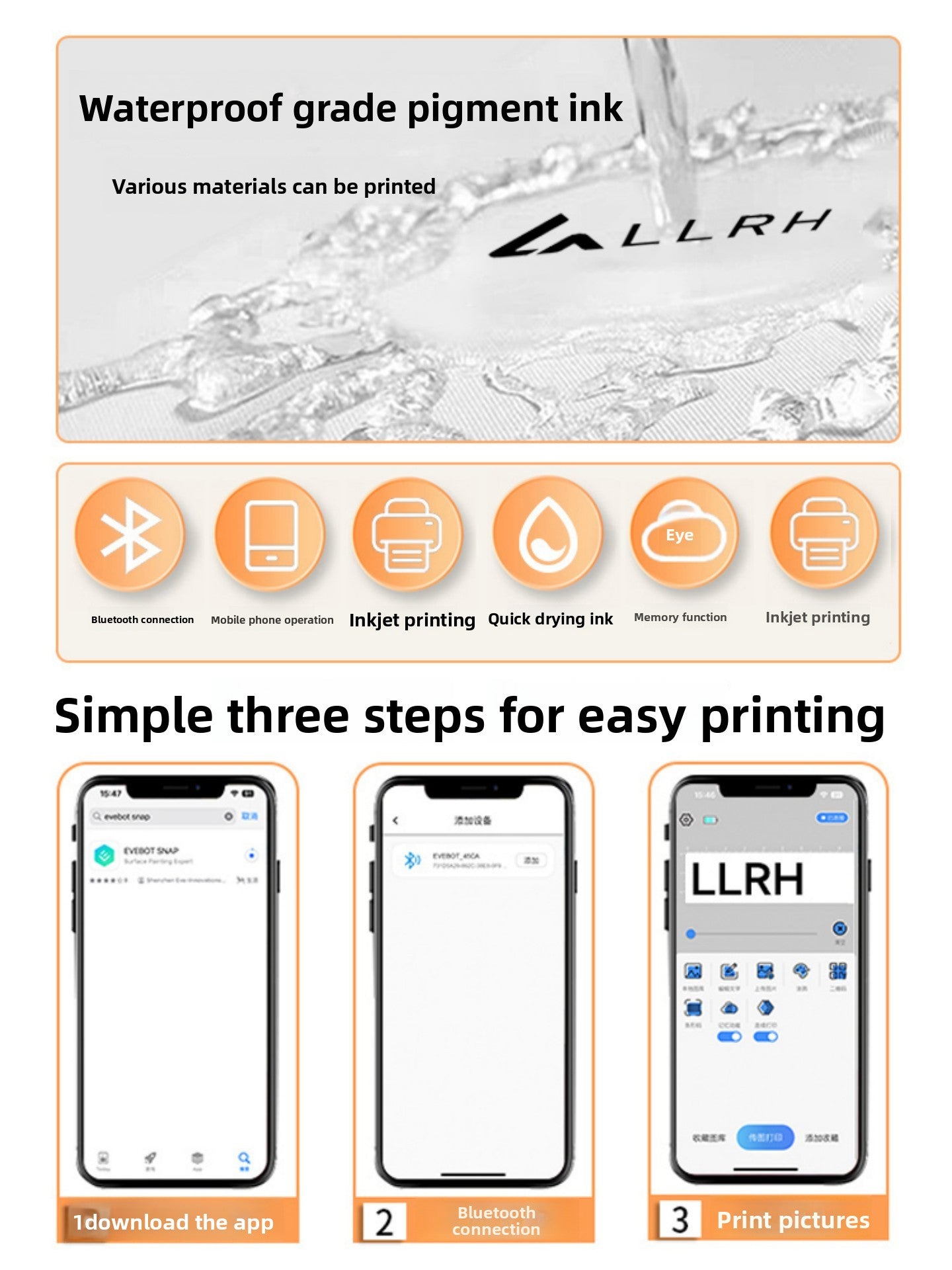 Portable Handheld Inkjet Printer with Bluetooth Control 3