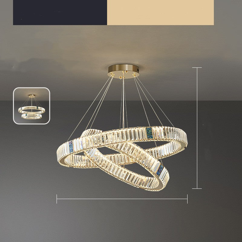 Modern Gold Crystal Round LED Chandelier with Remote Dimming