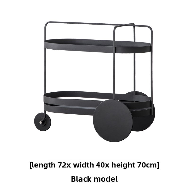 Mobile Bar Cart with Glass Shelves and Wheels