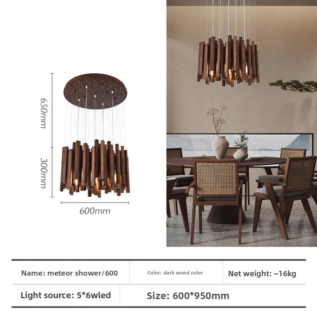 Designer Wood LED Chandelier for Living Room Dining Area