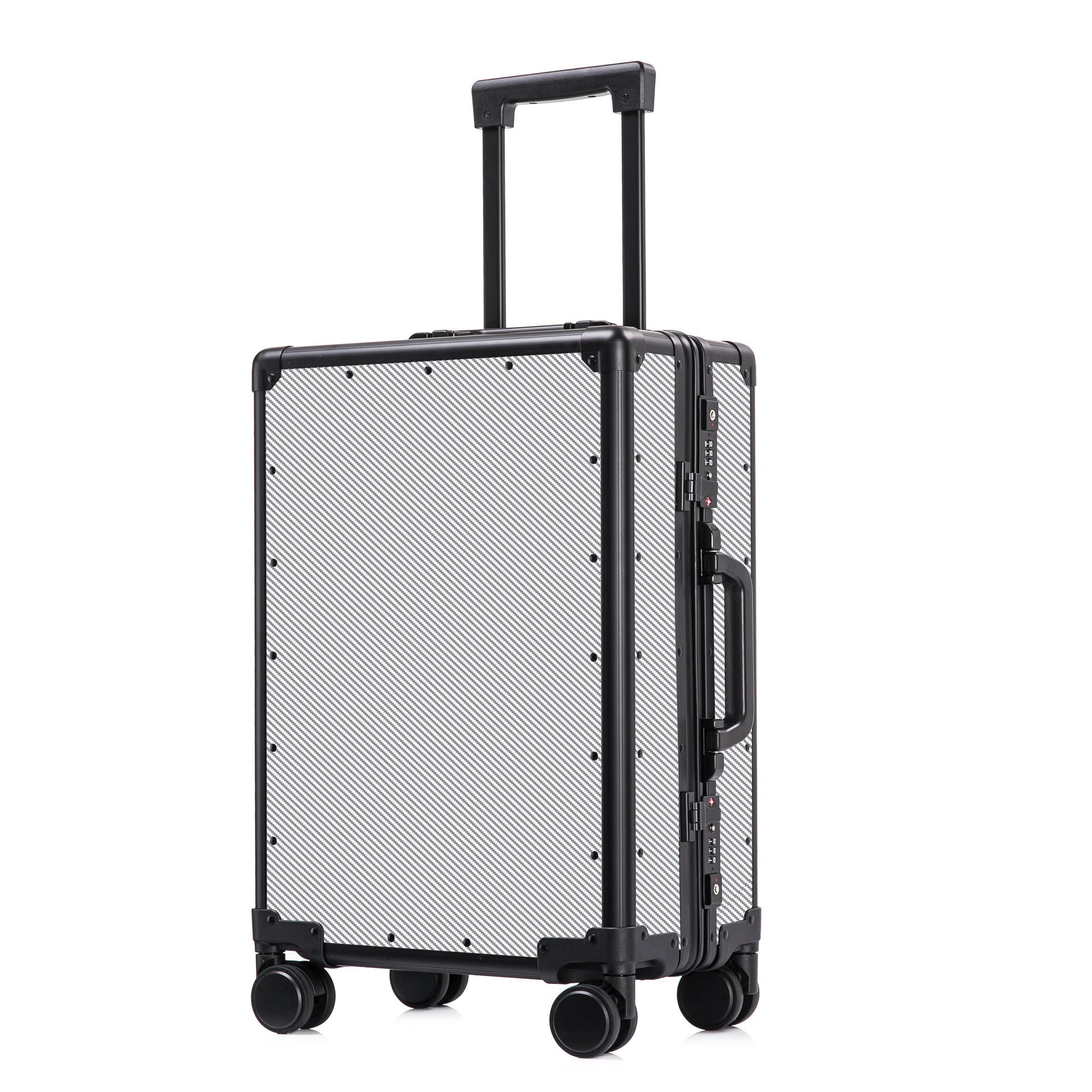 Carbon Fiber Carry On Luggage TSA Lock Spinner Suitcase Zipperless Design, Silent 360° Wheels, Aluminum Frame, Business Travel Bag