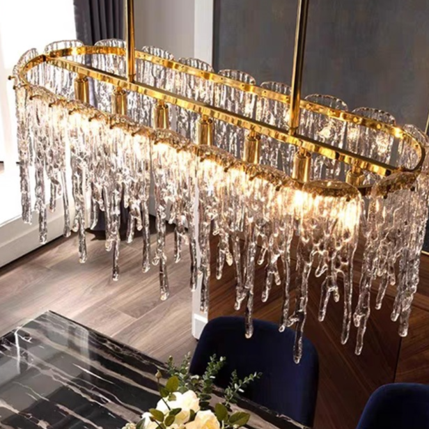 Modern Rectangular Copper Chandelier LED Dining Room Light 2