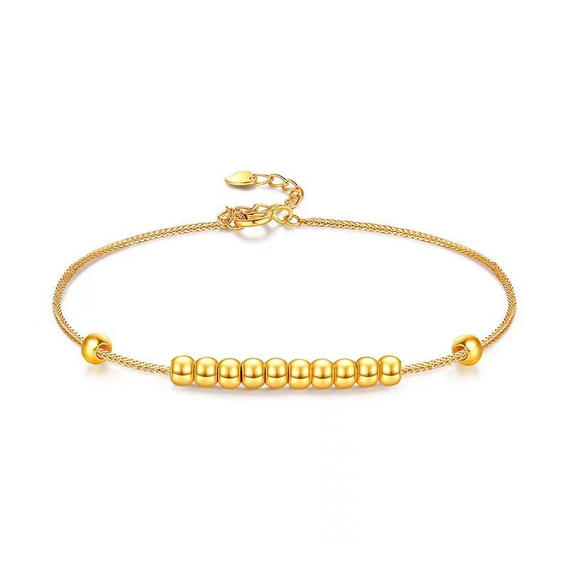 Adjustable 18K Gold Beaded Bracelet
