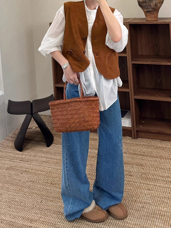 Sheepskin horn-button jacket