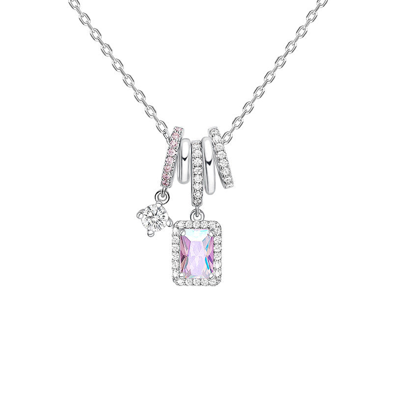 Aurora Ice Crystal Silver Clavicle Necklace