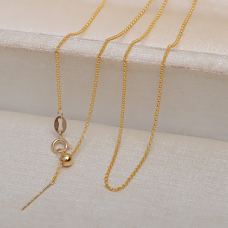 Adjustable 18K Gold Pearl Chain Necklace Bracelet Set 1