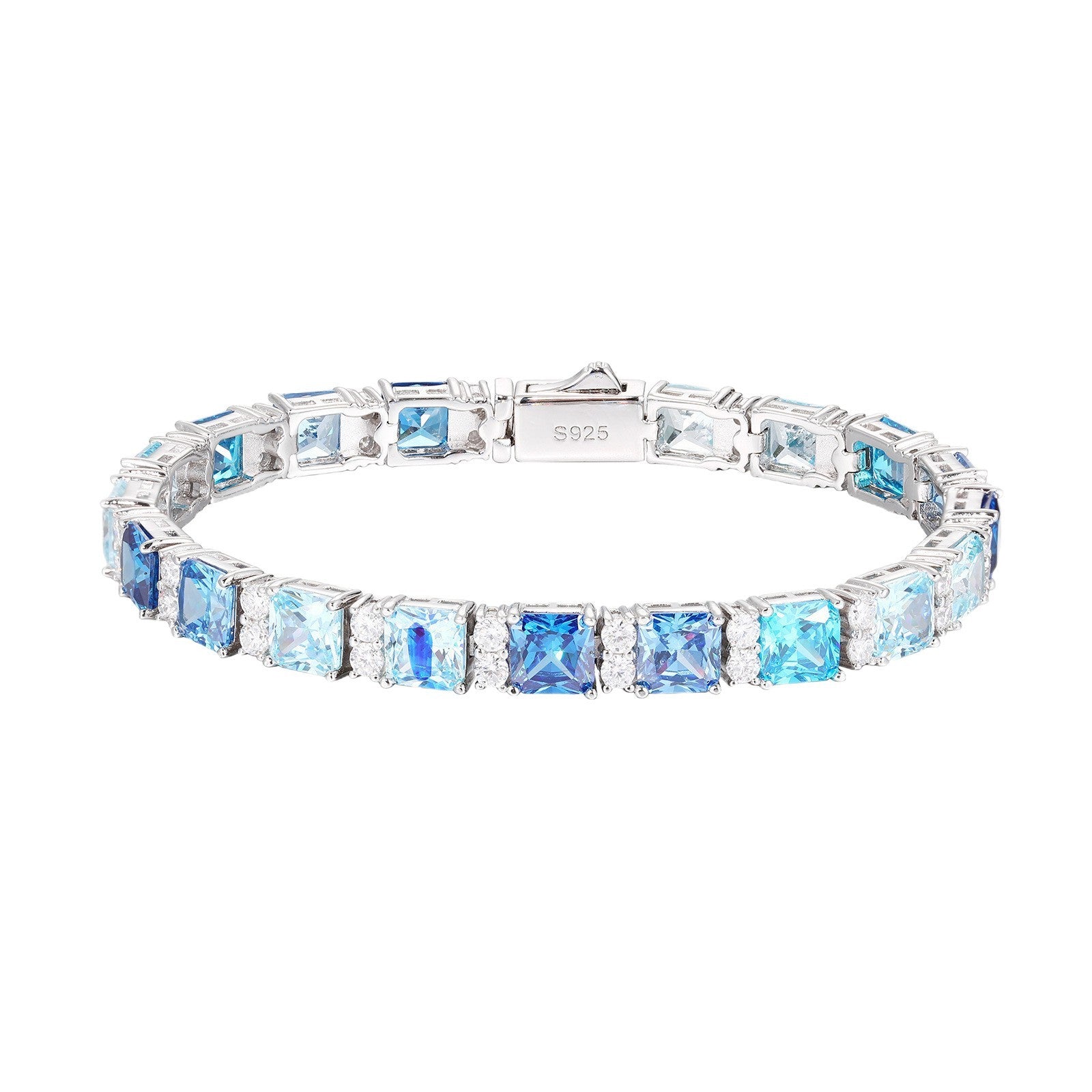 Geometric Moissanite Silver Tennis Bracelet