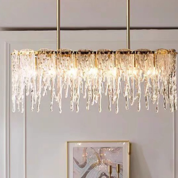 Modern Rectangular Copper Chandelier LED Dining Room Light 1