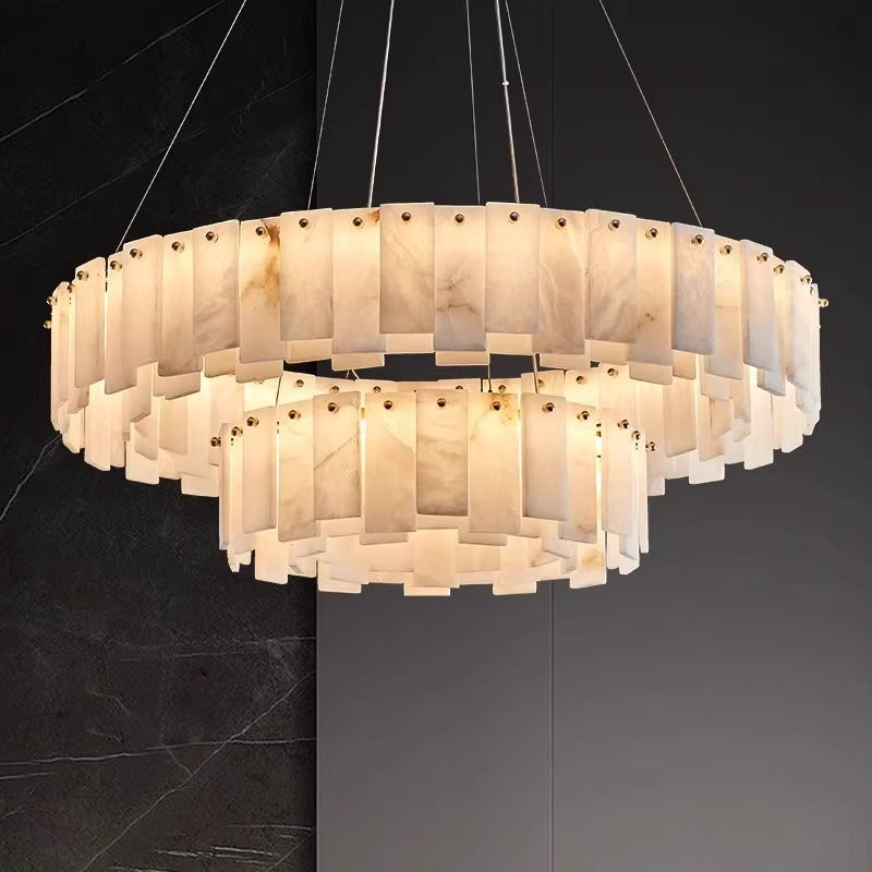 Modern Copper Marble Chandelier with LED Lighting 2