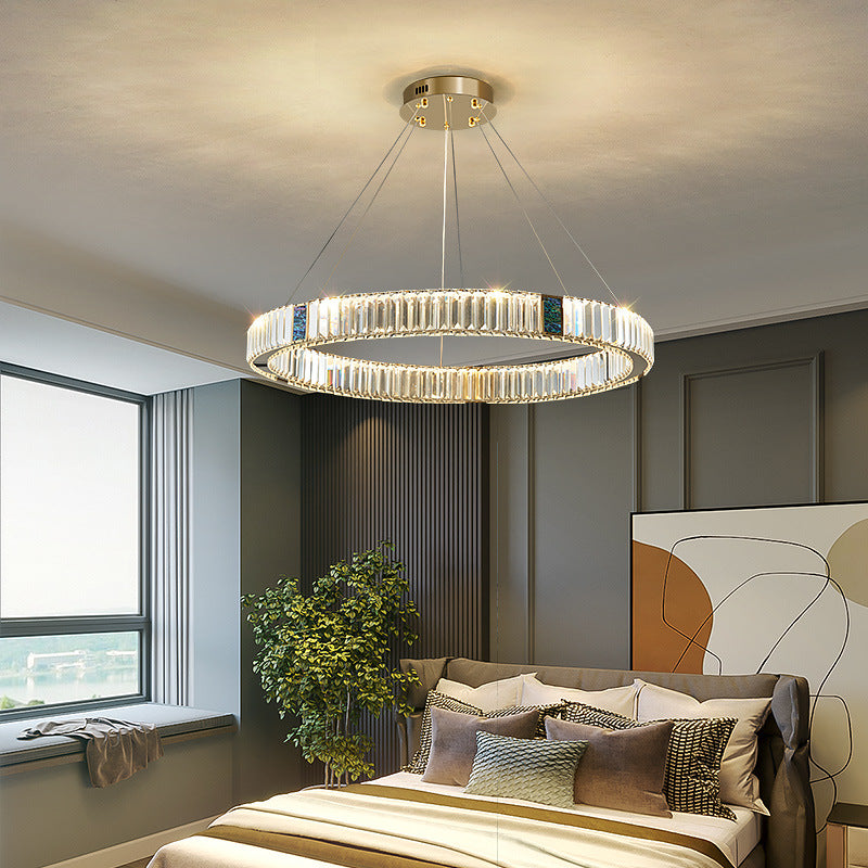 Modern Gold Crystal Round LED Chandelier with Remote Dimming