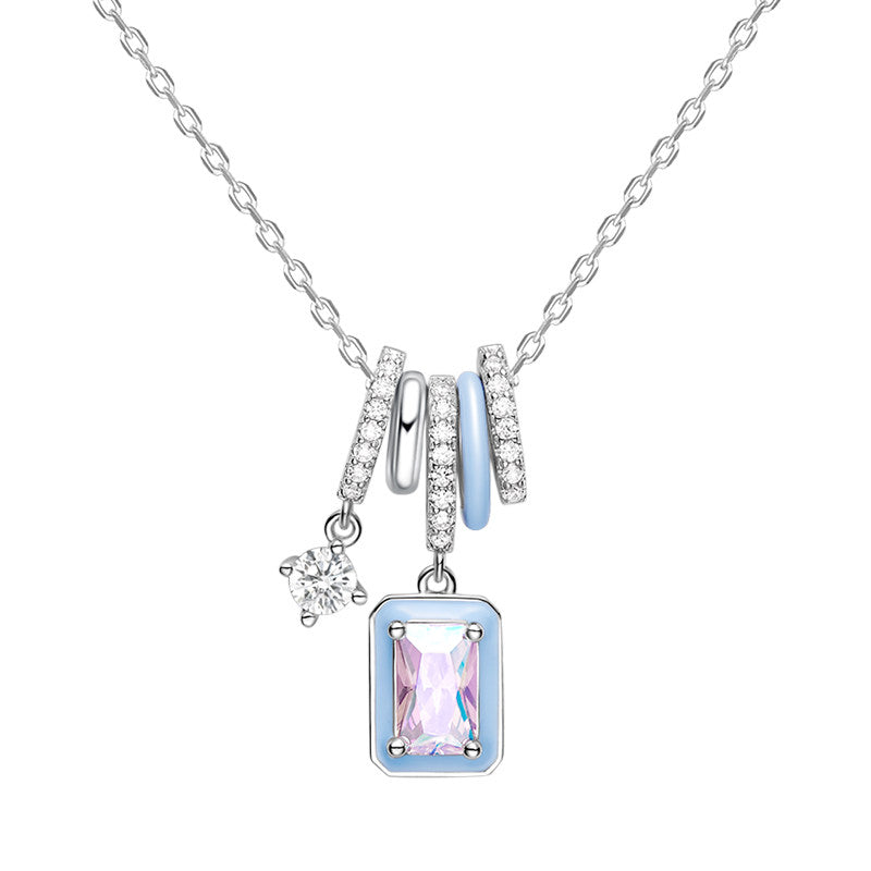Aurora Ice Crystal Silver Clavicle Necklace