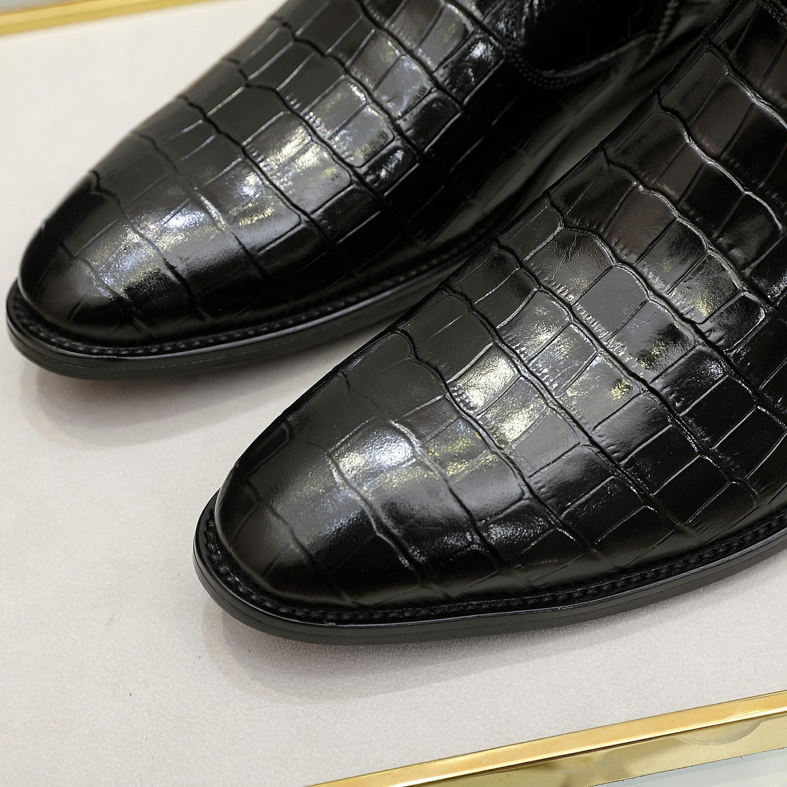 Formal high-top leather boots for men