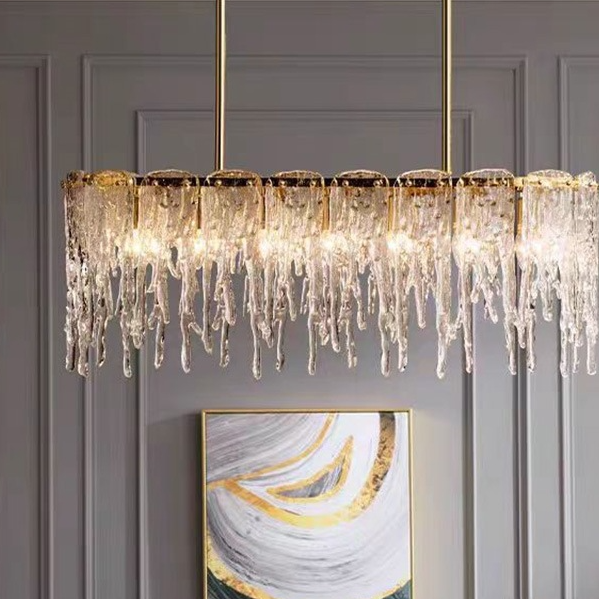 Modern Rectangular Copper Chandelier LED Dining Room Light 3
