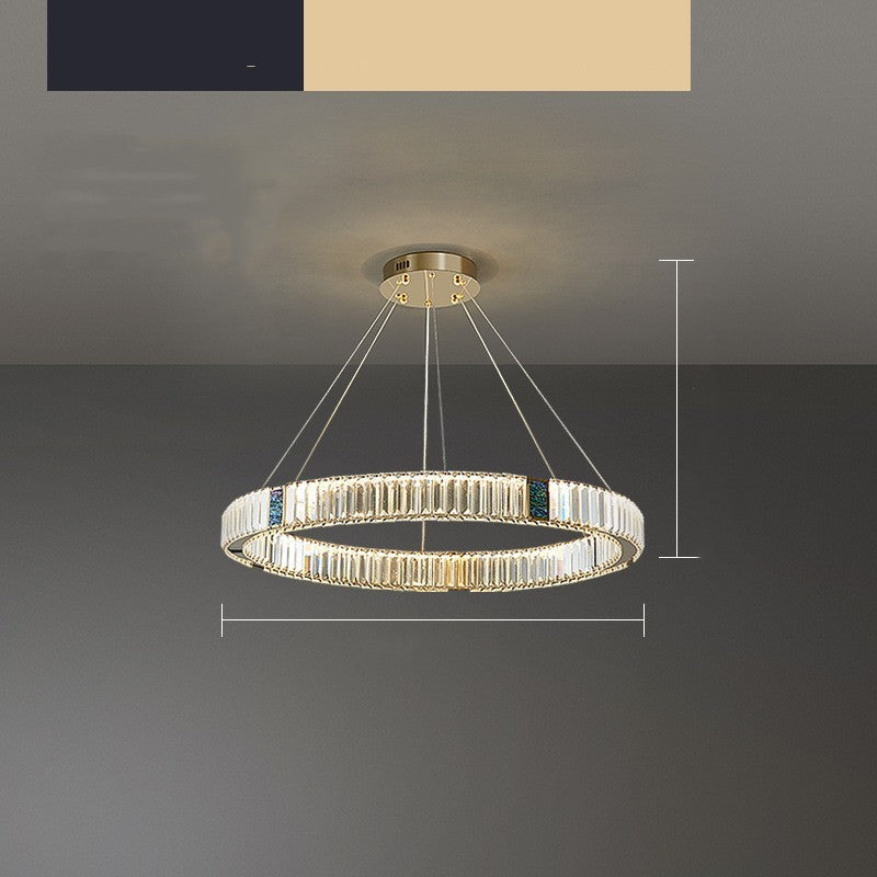 Modern Gold Crystal Round LED Chandelier with Remote Dimming
