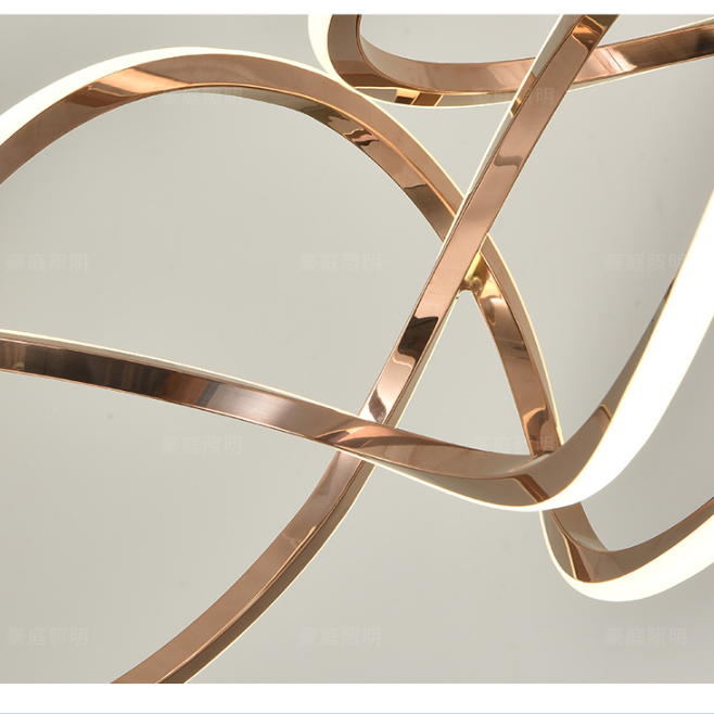 Modern Golden Wave Line LED Chandelier