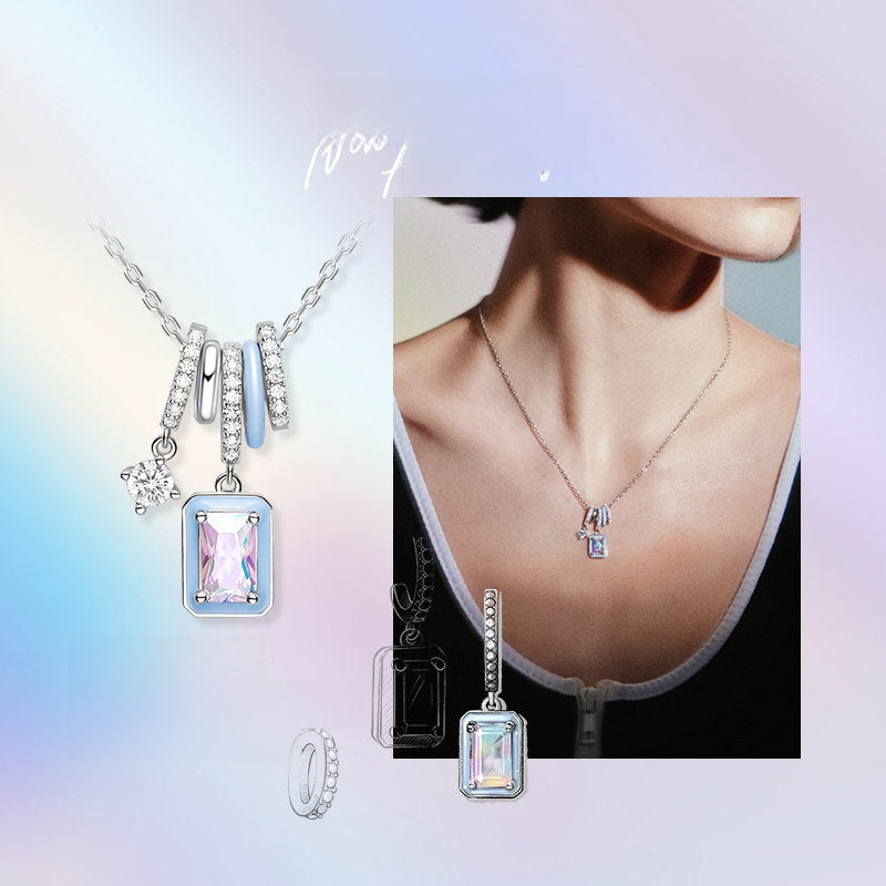 Aurora Ice Crystal Silver Clavicle Necklace 4