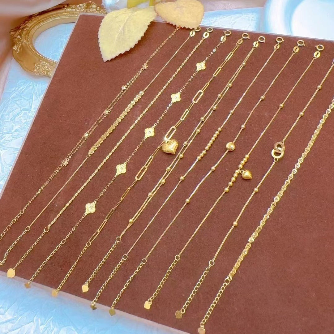 Adjustable 18K Gold Beaded Bracelet