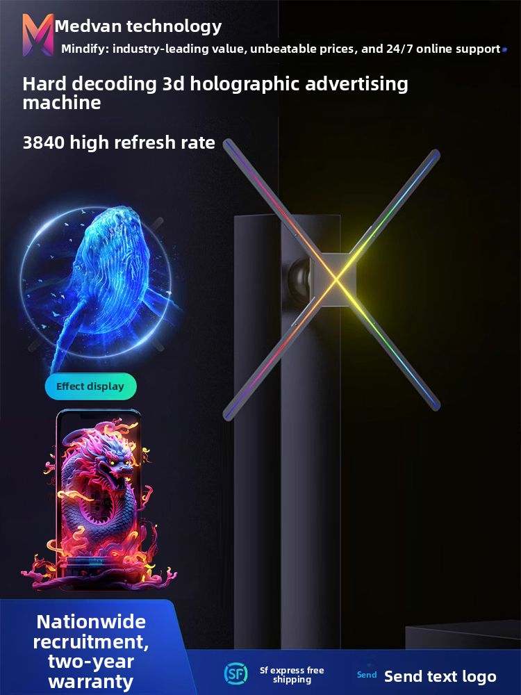 Naked-eye 3d holographic fan advertising machine projector