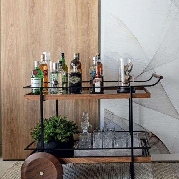 Mobile Solid Wood Side Table with Iron Accents 2