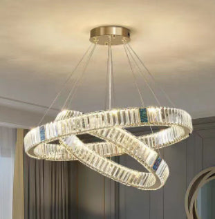Modern Gold Crystal Round LED Chandelier with Remote Dimming
