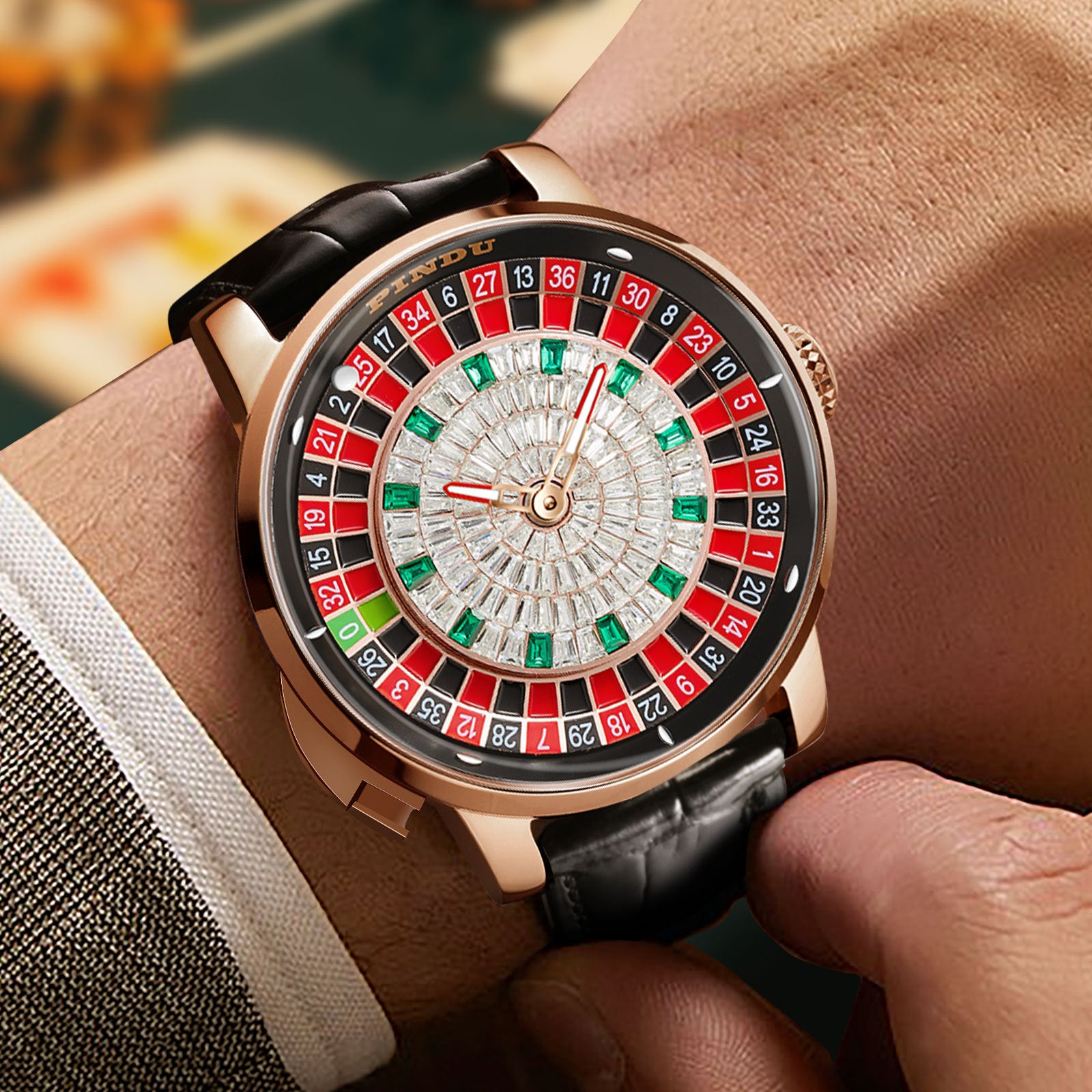 Automatic Mechanical Watch with Diamond Dial