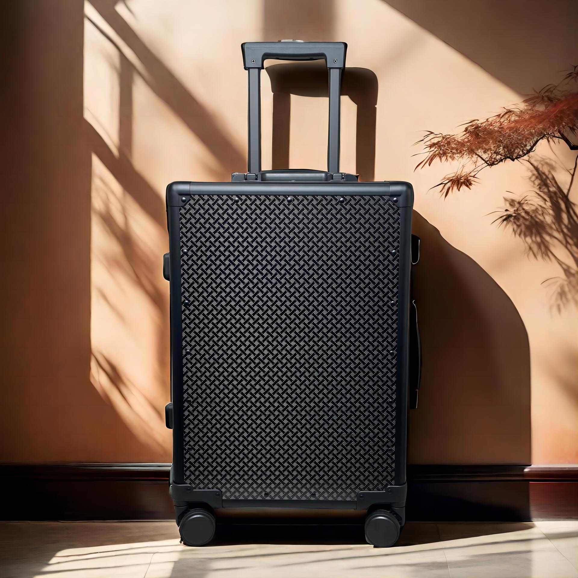 Carbon Fiber Carry On Luggage TSA Lock Spinner Suitcase Zipperless Design, Silent 360° Wheels, Aluminum Frame, Business Travel Bag