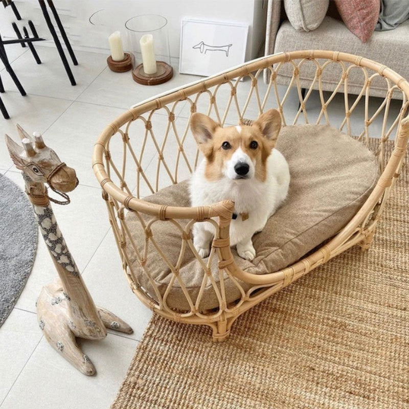 Buy Handmade Rattan Pet Bed – Cozy Sofa for Small & Medium Dogs global swanky 2