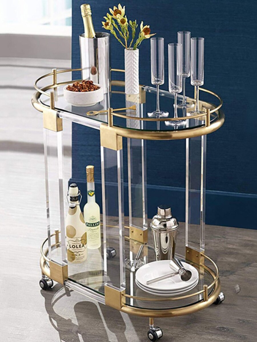 Stainless Steel Acrylic Mobile Serving Cart 2