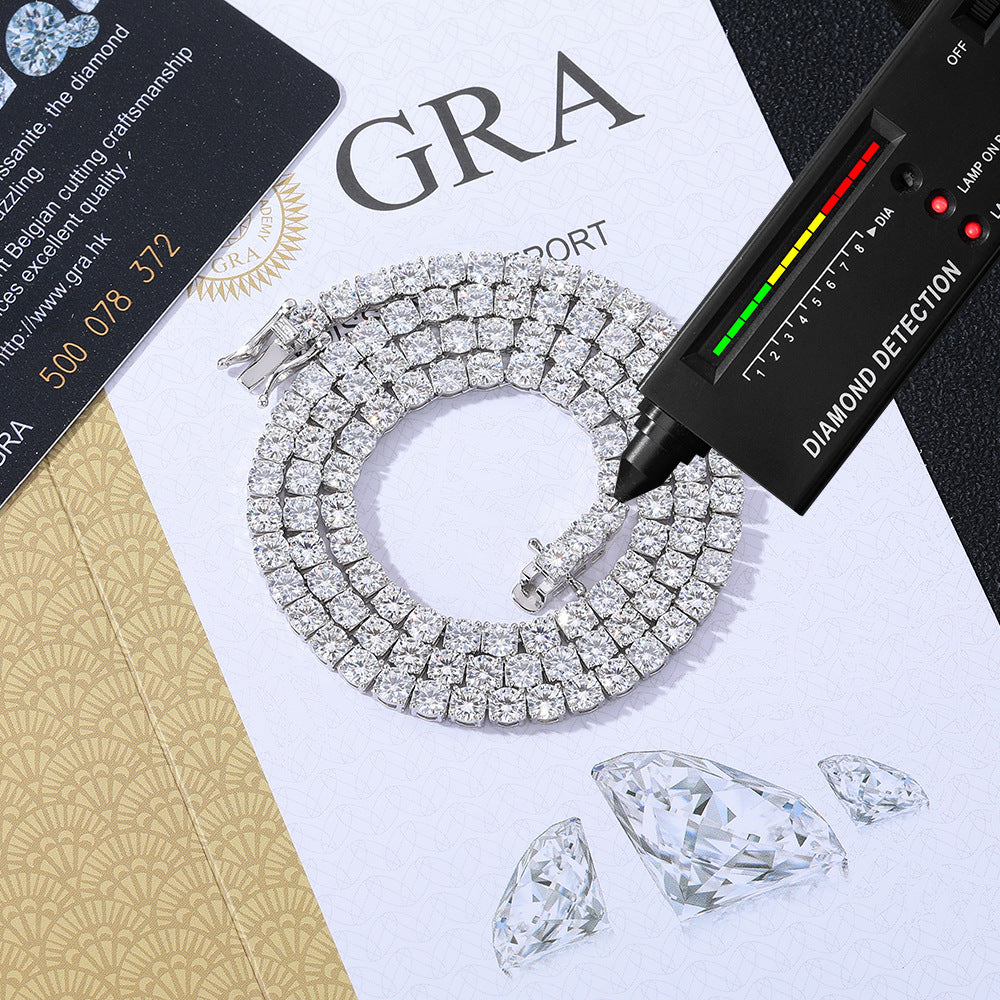 S925 Silver Moissanite Tennis Chain Necklace Bracelet