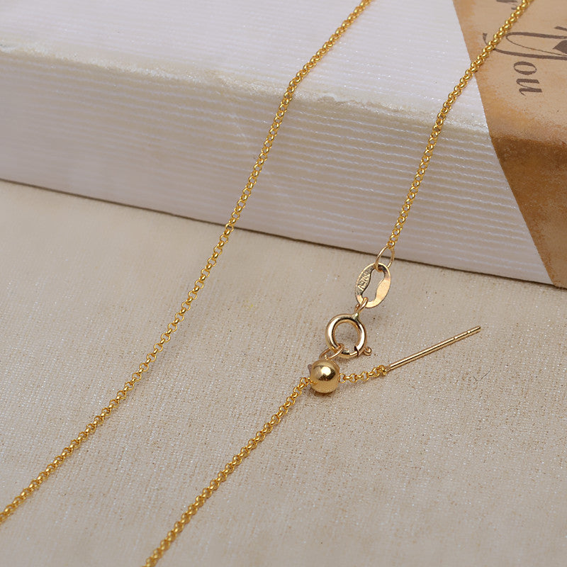 Adjustable 18K Gold Pearl Chain Necklace Bracelet Set