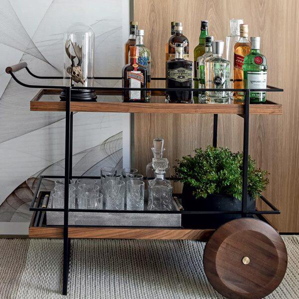 Mobile Solid Wood Side Table with Iron Accents 3