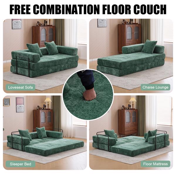 Convertible Sleeper Sofa Bed, Boneless Cloud Queen Futon Couches with  Pillows & Removable Armrests