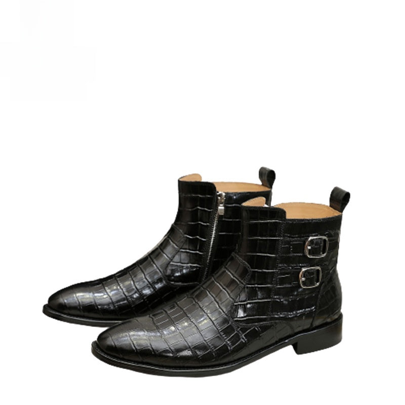Formal high-top leather boots for men 4