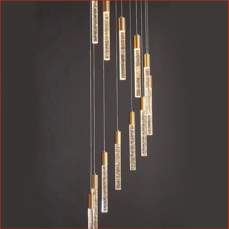 Rotating Crystal Staircase Chandelier LED Lighting 1