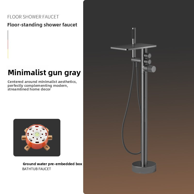 Wall-Mounted Bathtub Faucet with Hot and Cold Shower Head, Minimalist Design for Hotels, Homes, and Guesthouses