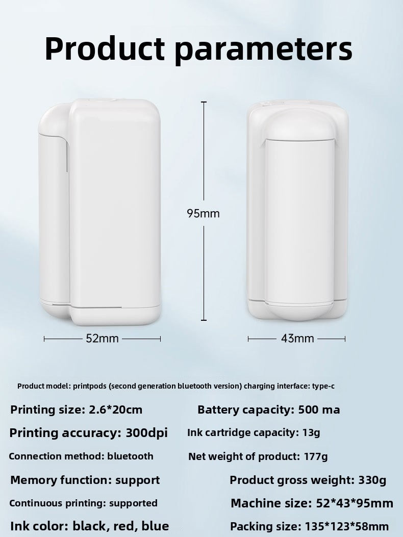 Portable Handheld Inkjet Printer with Bluetooth Control
