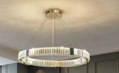 Modern Gold Crystal Round LED Chandelier with Remote Dimming