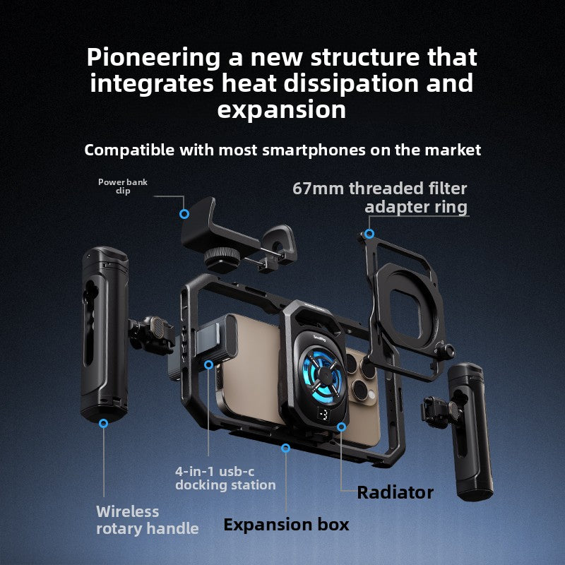 Professional Smartphone Video Cage Kit with Cooling and Handles 2