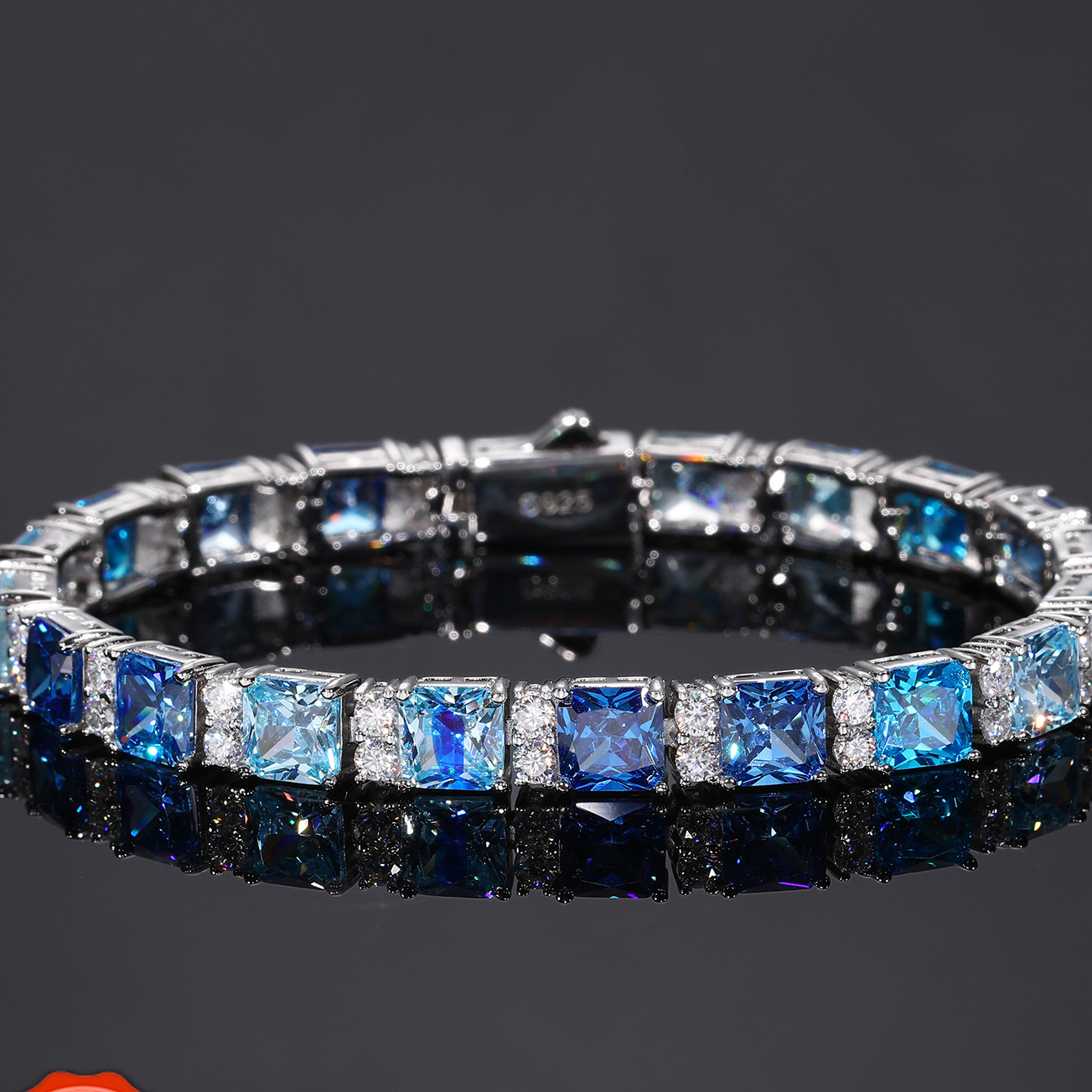 Geometric Moissanite Silver Tennis Bracelet